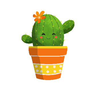 A cartoon of a cactus in a potDescription automatically generated